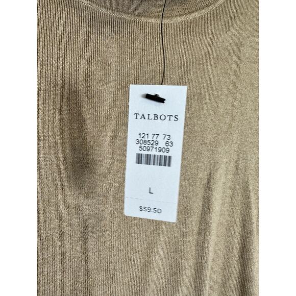 Talbots Cotton Modal Beige Turtle Neck Sleevless Summer Sweater Womens Large $60 - Picture 2 of 7
